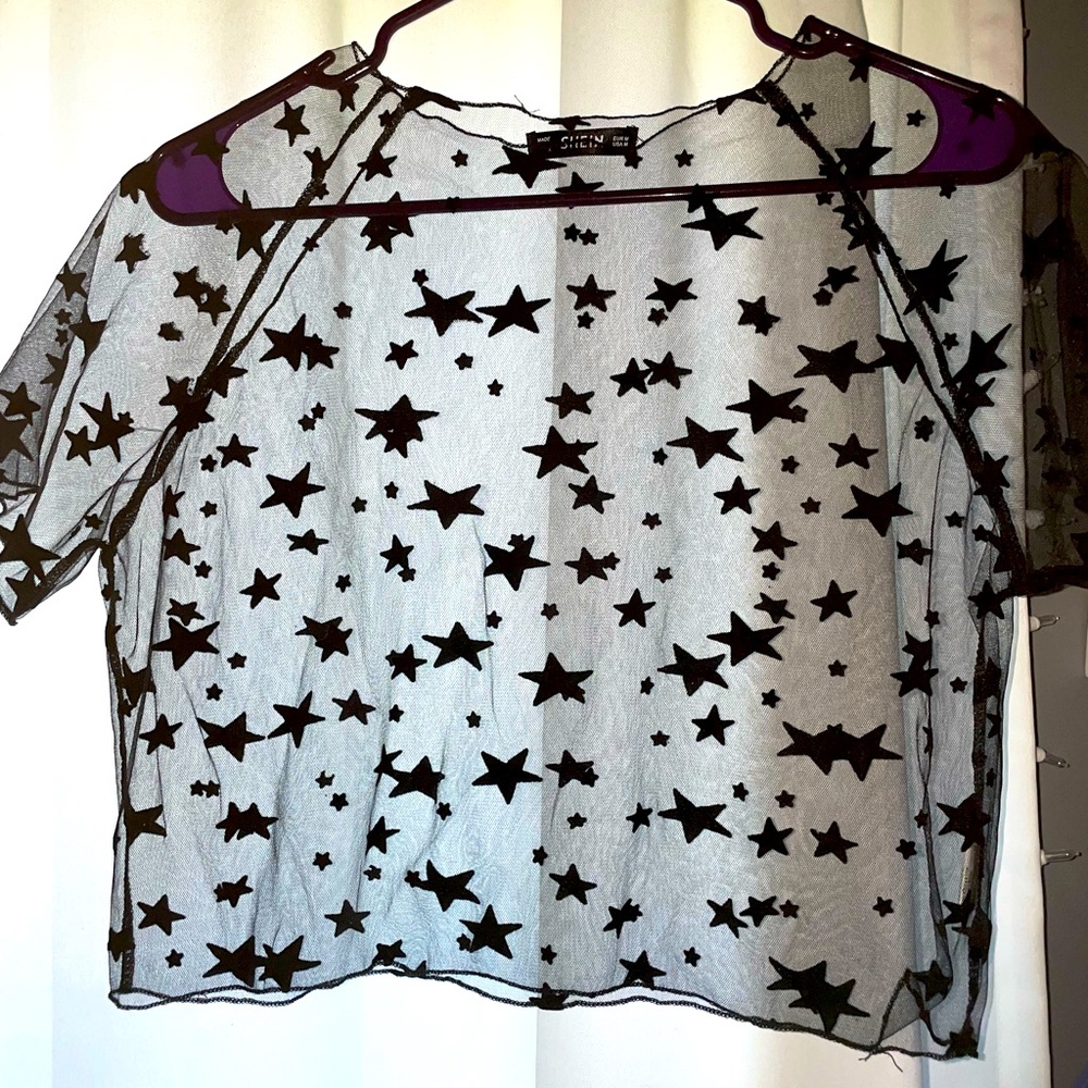 shein mesh top w stars